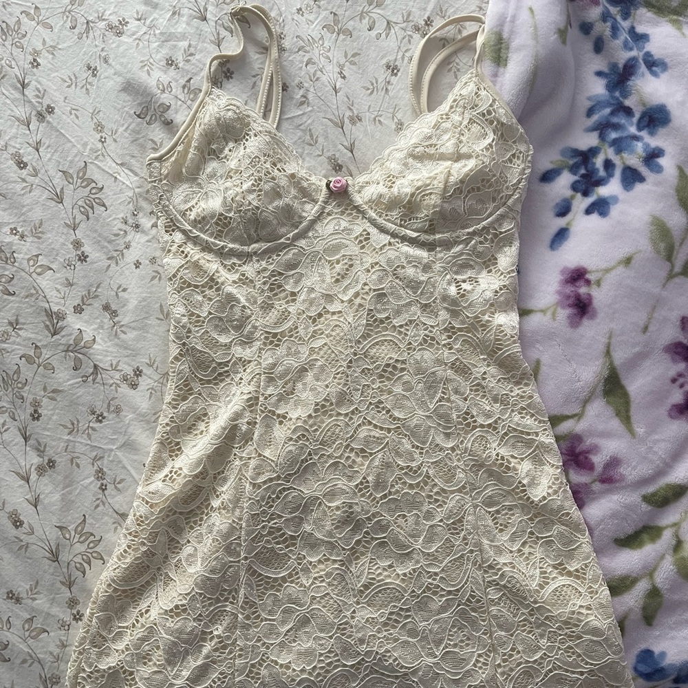 Tan floral mini dress